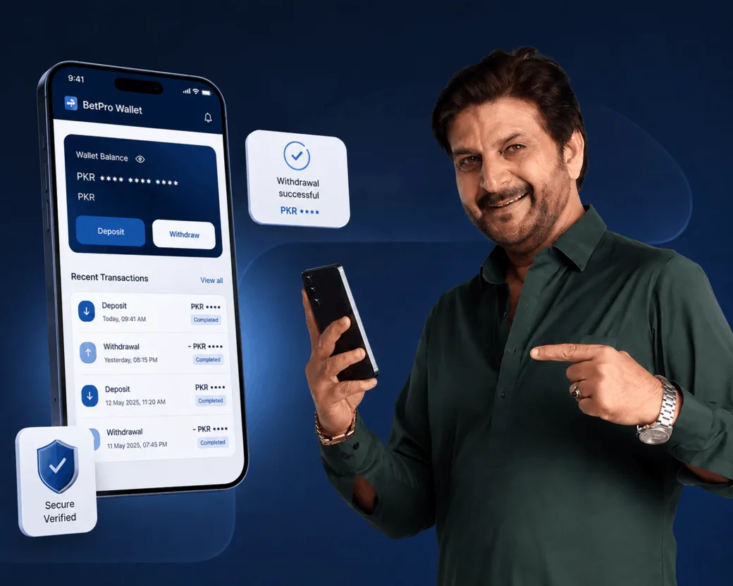 Person presenting the BetPro Wallet app