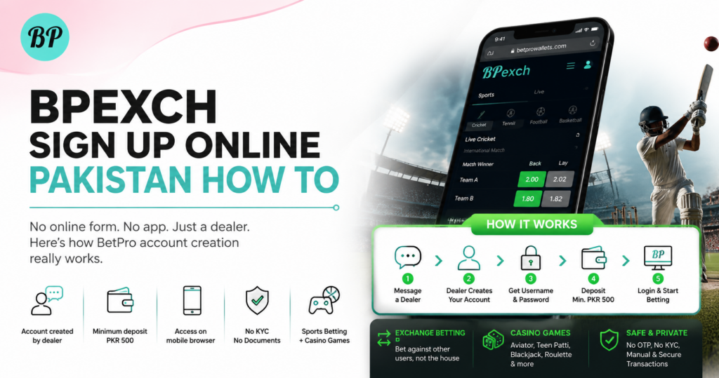 Step-by-step guide showing how to sign up for BPexch online in Pakistan