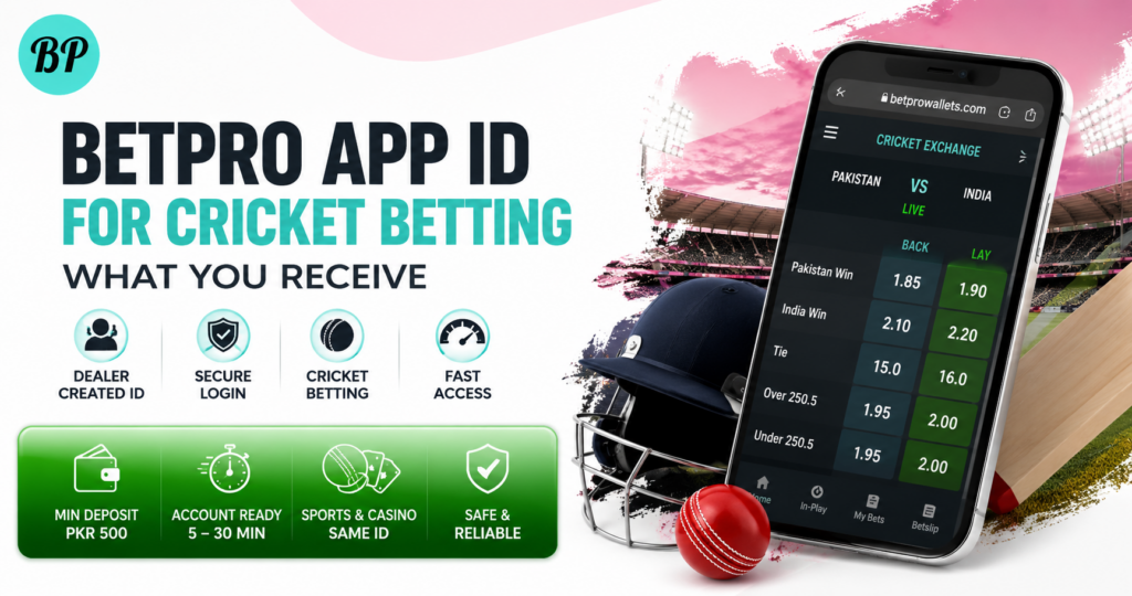 Betpro App ID for Cricket – Instant account activation and login for cricket betting on BetPro App in Pakistan
